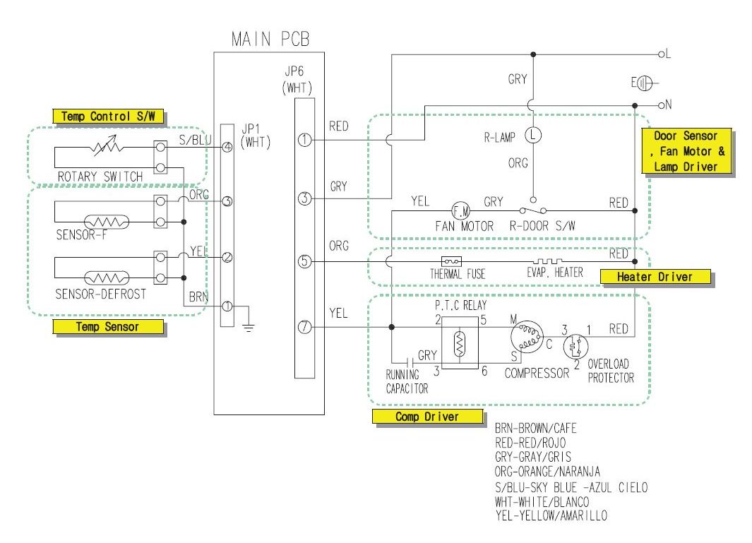 Электрическая схема холодильника самсунг
